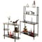 Fabulaxe 2 Pieces Set, Bartender Serving Station, Bar Console Working Counter with Open Shelves Wood, Brown QI004485-86.BN - alternate 7